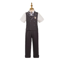 Host dress boy 2024 new childrens suit suit summer black piano performance costume flower girl
