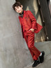 Boy's Suit Set, Flower Boy Red Stylish British-Style Small Suit, Children's Runway Outfit, Host Piano Performance Attire