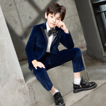  Boys suit suit three-piece performance British handsome childrens suit dress Velvet catwalk piano performance suit