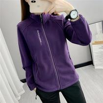 Autumn and winter outdoor warm fleece jacket for women antistatic windproof polar fleece jacket for men solid color hiking jacket