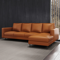 Fazoni leather sofa combination L-type modern simple light luxury combination living room complete Nordic industrial style leather sofa