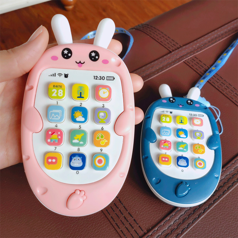 Can bite small cute rabbit puzzle music mobile phone baby baby kid emulation puzzle electric phone early teaching toy