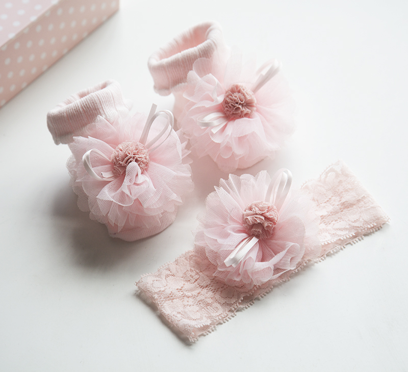 Baby Newborn Socks New Year Full Moon Gift Dress Accessories Children's Girl Baby Headband Socks Set New Style
