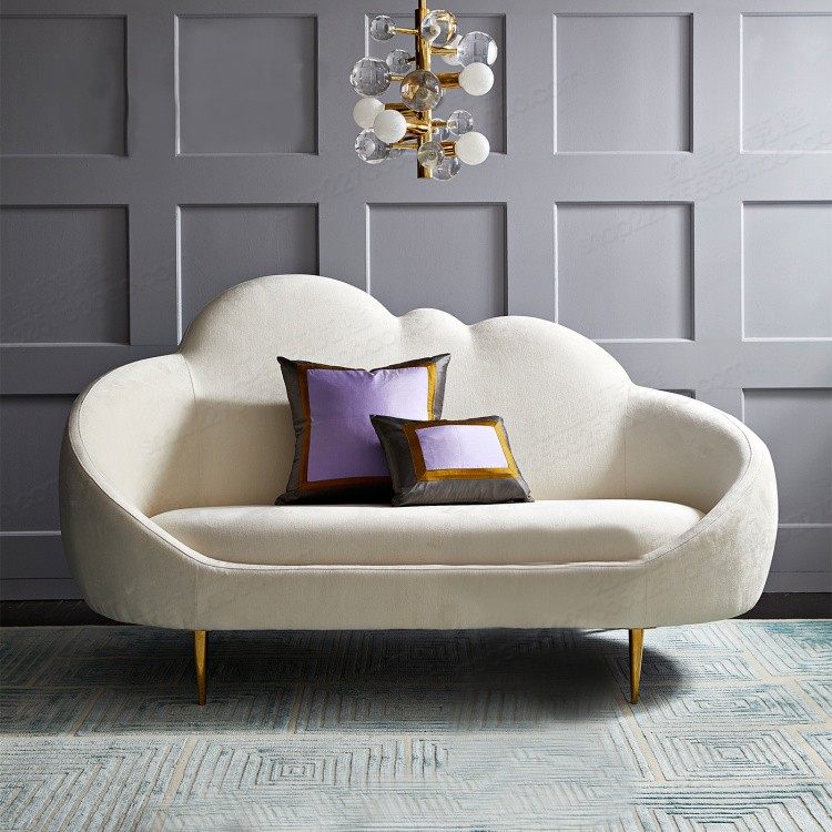 Nordic creative single cloud sofa simple designer high back heterosexual metal stainless steel foot double sofa