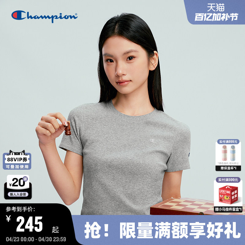 Champion Women's Short-Sleeve 2026 Summer New Sports American-Style T-Shirt, Simple, Casual, Versatile, Classic and Trendy