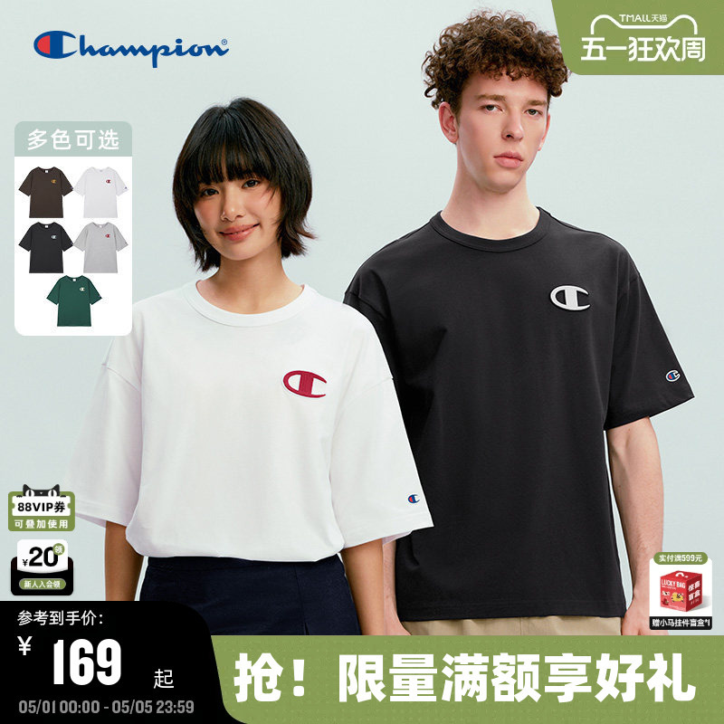 Ding Yuxi Recommends Champion Short-Sleeved Men's 2026 Summer New Large C Logo Round Neck T-Shirt for Women, Casual