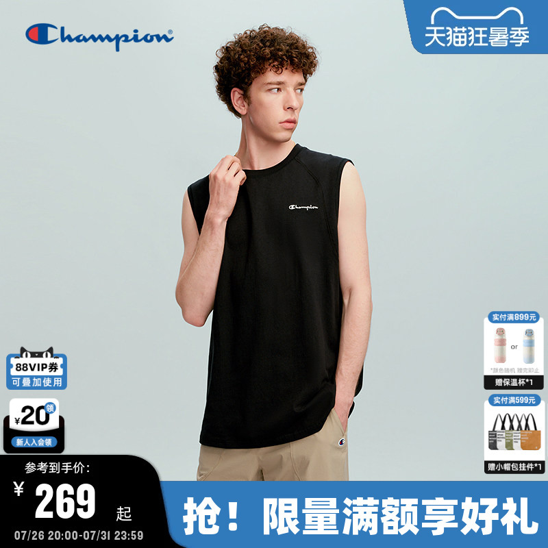 Champion Sleeveless T-Shirt for Men 2026 Summer New Style Refreshing Pure Cotton American Fashion Vest Loose Trendy Champion Sleeveless T-Shirt for Men 2026 Summer New Style Refreshing Pure Cotton American Fashion Vest Loose Trendy