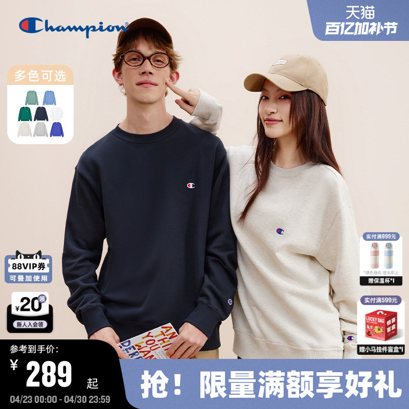 Champion Sweatshirt for Men, Spring Embroidered Classic Small C Crew Neck Pullover Top for Women, Couple Style, Autumn and Winter American Style