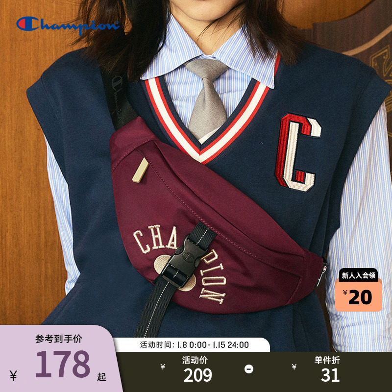 Champion Champion Fanny Pack Men's Dumplings Bag Chest Bag 2023 Autumn Winter New Retro Sport Embroidered Couple Women-Taobao