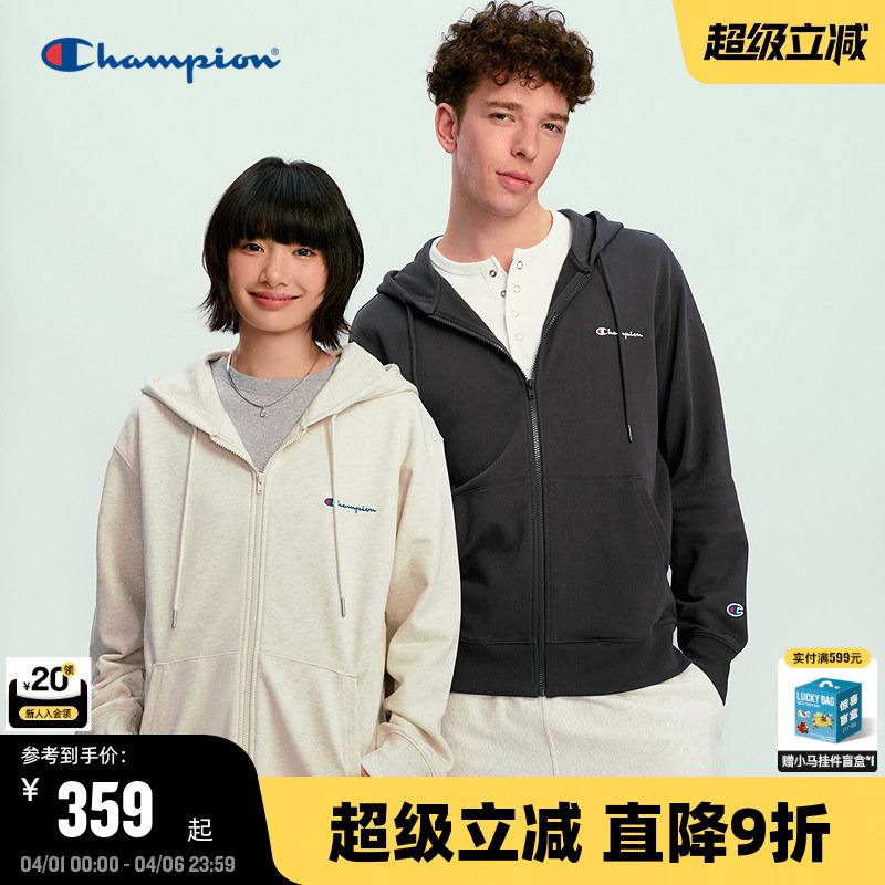 Champion Hoodie for Men 2026 Spring New Zip-Up Cardigan for Women Casual Jacket Simple Korean Style