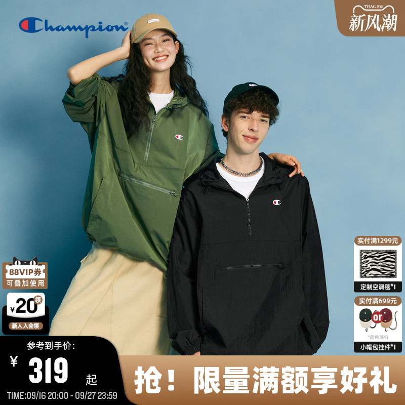 Champion Couple Short Jacket Women's Spring and Autumn Casual Hooded Half-Zip Lightweight Casual Jacket Men's American Style Champion Couple Short Jacket Women's Spring and Autumn Casual Hooded Half-Zip Lightweight Casual Jacket Men's American Style