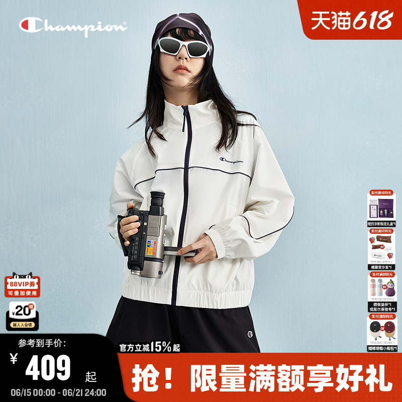 Champion Women's Jacket Spring and Autumn New Zipper Cardigan Sports Stand Collar Casual Style Simple Trendy Brand