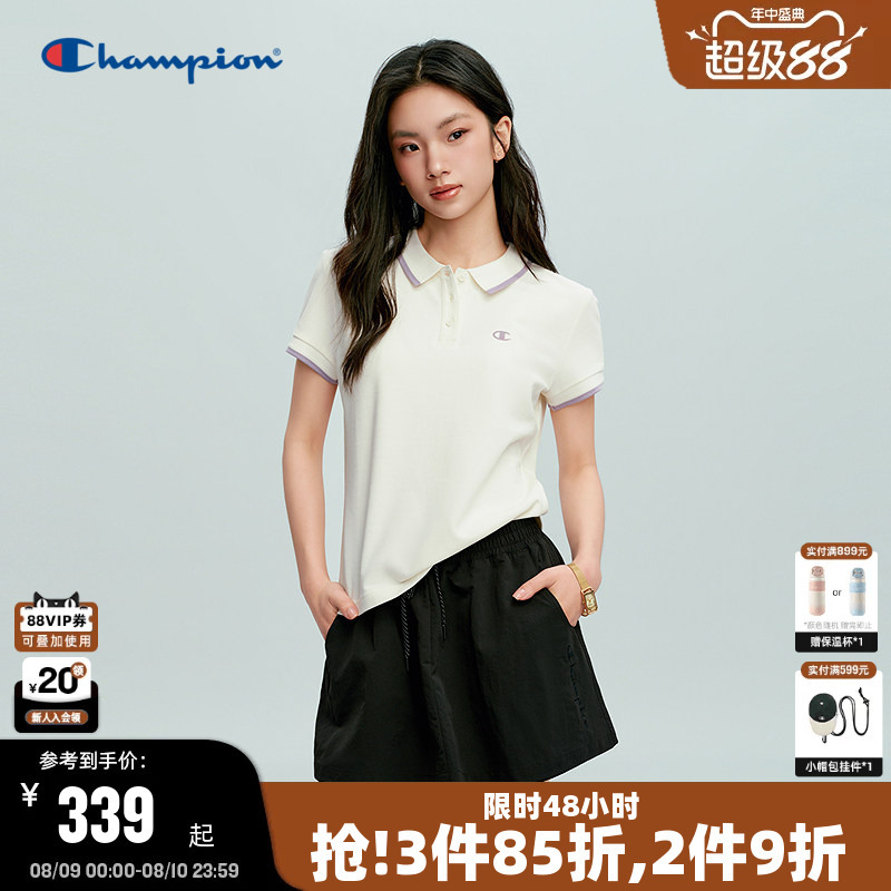 Champion Short-Sleeved Polo Shirt for Women 26 Summer New Style Pure Cotton Casual Lapel T-Shirt with a Simple and Trendy Style