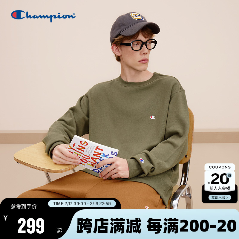 【王俊凱と同じスタイル】チャンピオンラウンドネックスウェットシャツメンズ春秋シンプルスポーツスタイルトップスレッド