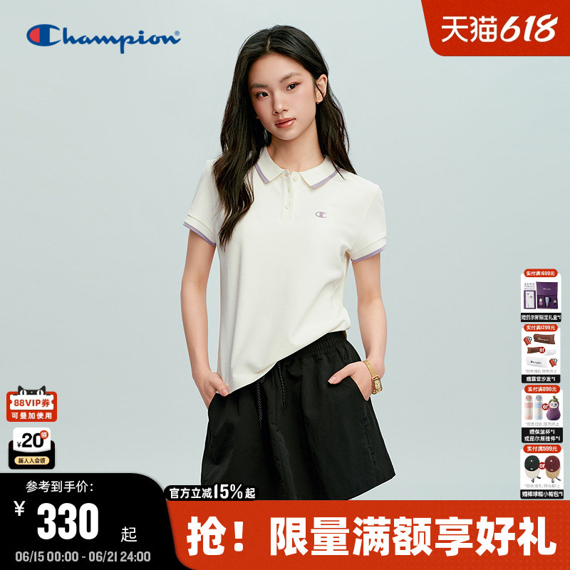 Champion Short-Sleeved Polo Shirt for Women 26 Summer New Style Pure Cotton Casual Lapel T-Shirt with a Simple and Trendy Style
