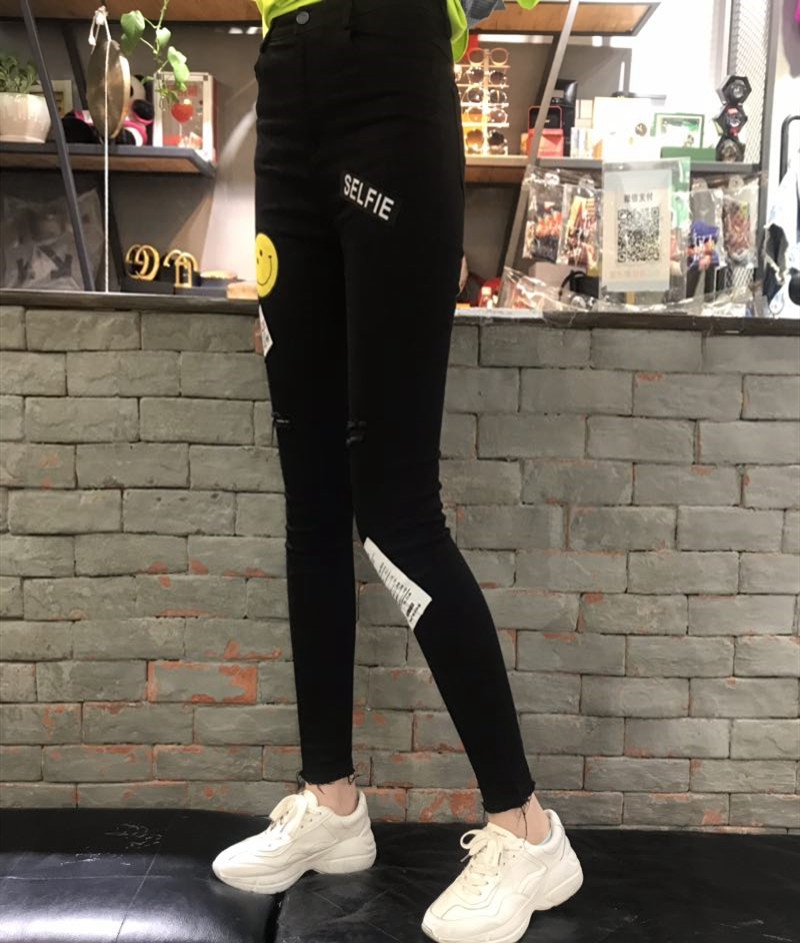 Thương hiệu GG triều 2019 xuân mới Quần legging nữ châu Âu mặc cá tính thời trang quần lọt khe - Quần tây thường quan legging