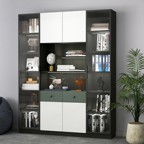 Simple Nordic study bookcase office display cabinet modern glass storage locker with LED light customization