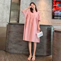 Pregnant women dress 2022 summer new Korean edition medium - long loose and casual summer pregnancy dress