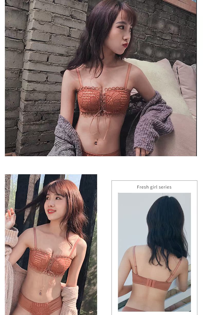[Thiết kế ban đầu] dây đeo ren đồ lót gợi cảm nữ không có vòng thép ngực nhỏ tập hợp trên áo ngực điều chỉnh nội y đẹp
