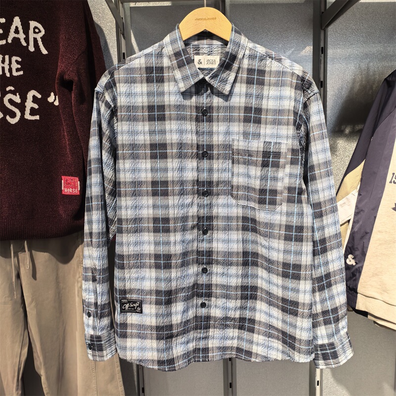 Jack Jones Men's Shirt Trendy Casual Plaid Loose Fit Spring 226105011 C40 6905571338504