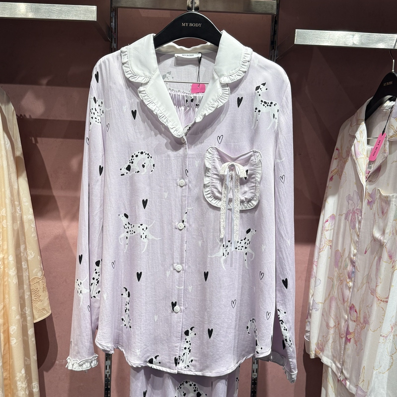 Mybody Counter Collection Same Style Pajamas for Women, Long-Sleeved and Long-Pants Set, Cotton Loungewear, Sweet and Loose Comfortable Style