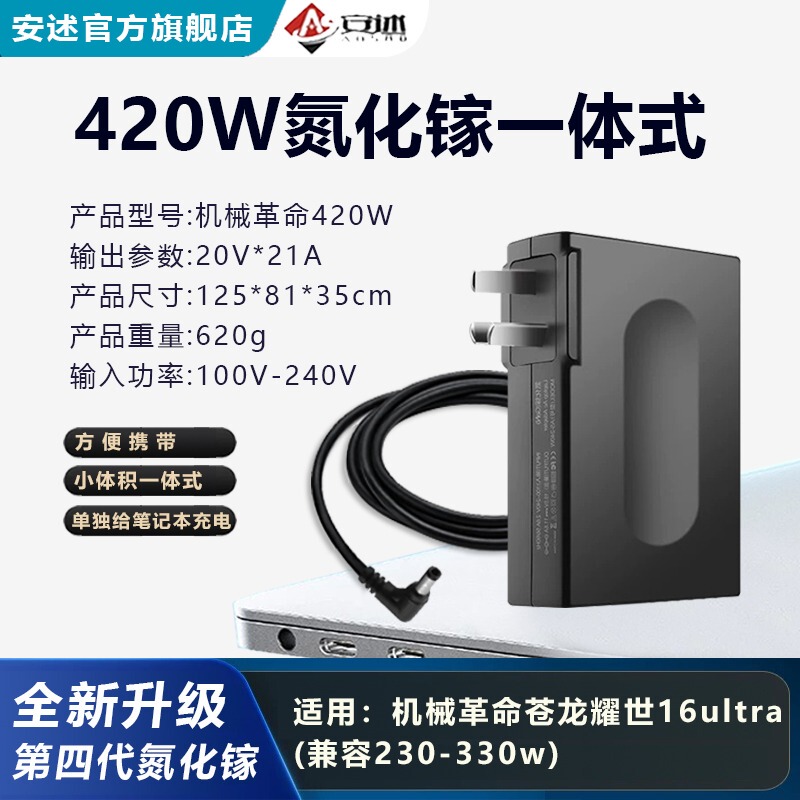 Anshu 420W Gallium Nitride Laptop Charger Mechanical Revolution Asus Msi 400W Lenovo Power Adapter