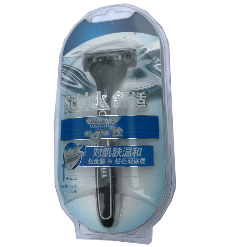 Shick Comfort Chuang 4 Ji Titanium 4-Layer Shaver Pearl Black Chuang 4 Ji Titanium Shaver Holder Contains 1 Blades