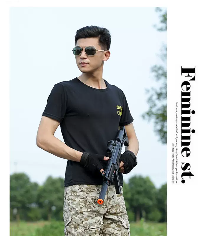 Mùa hè quân đội fan trang phục ngắn tay đồng phục quân đội cotton chặt chẽ áo thun nam Commando lĩnh vực đào tạo áo thun thể chất - Những người đam mê quân sự hàng may mặc / sản phẩm quạt quân đội bộ quần áo rằn ri