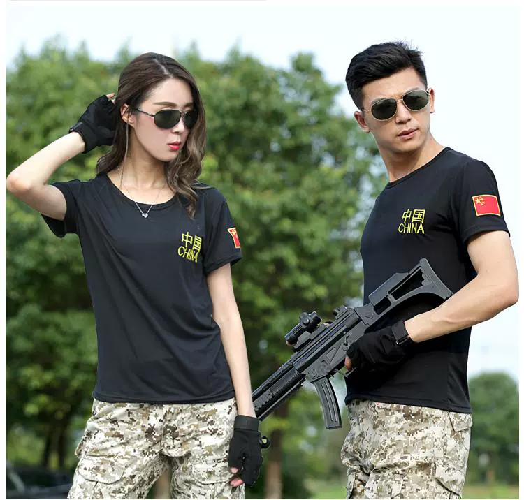 Mùa hè quân đội fan trang phục ngắn tay đồng phục quân đội cotton chặt chẽ áo thun nam Commando lĩnh vực đào tạo áo thun thể chất - Những người đam mê quân sự hàng may mặc / sản phẩm quạt quân đội bộ quần áo rằn ri