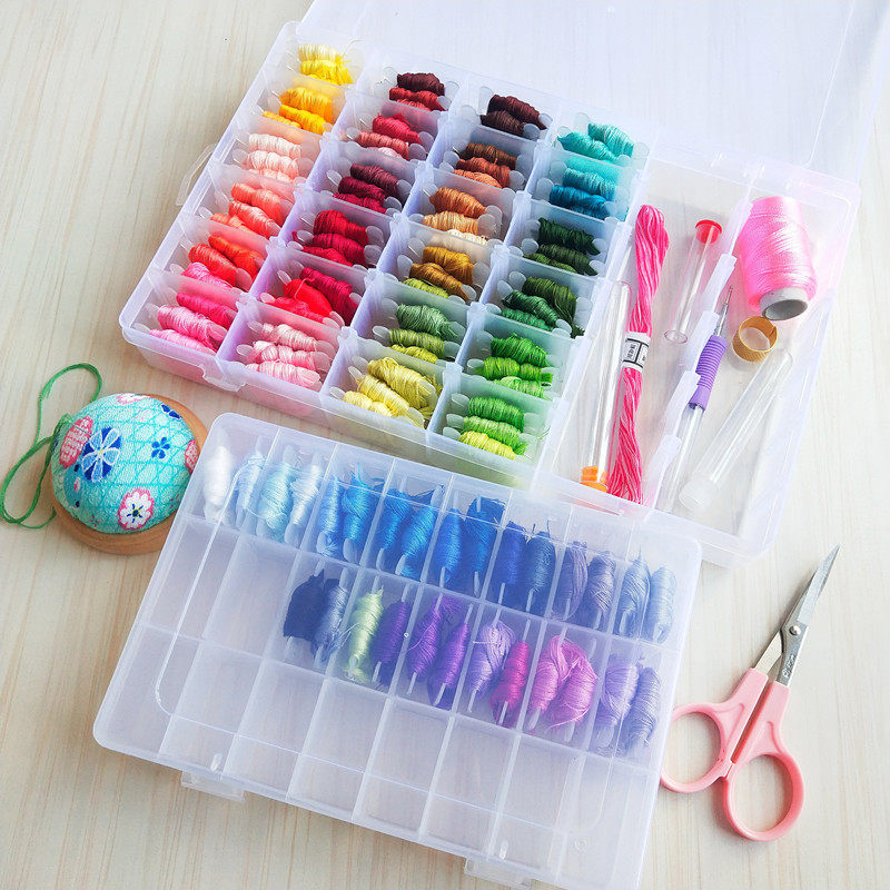 Plastic organizer box 24 grid 36 grid jewelry organizer box Embroidery thread organizer box