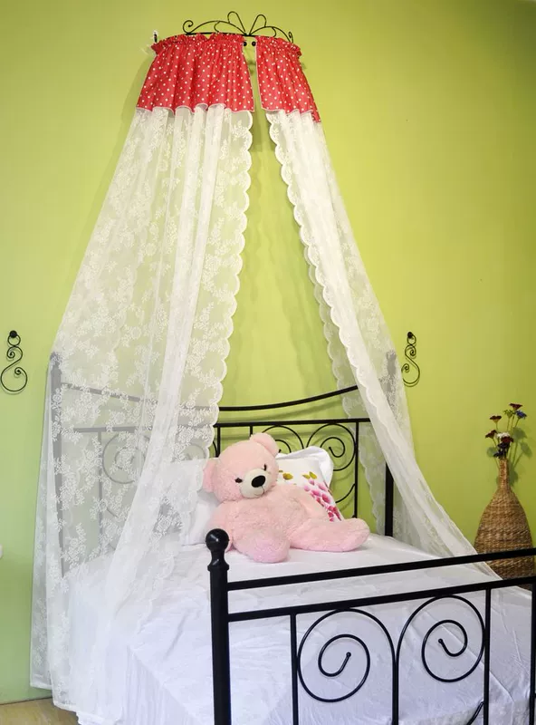 Rèm giường công chúa Hàn Quốc phòng ngủ rèm trẻ em ren phổ quát đầu giường rèm trang trí đầu châu Âu sắt giường rèm rèm sợi - Bed Skirts & Valances