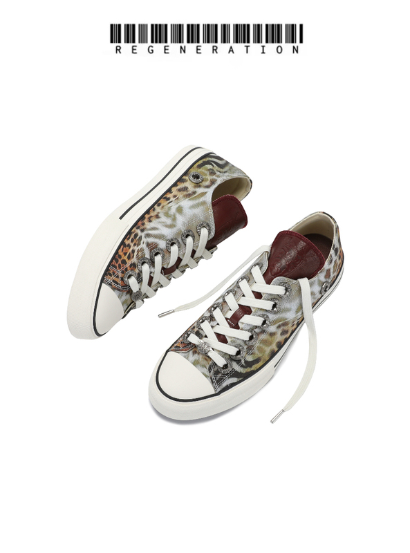 Regen Zone25Fw Siau Leopard Print Gradient Retro Vulcanized Sole Canvas Shoes