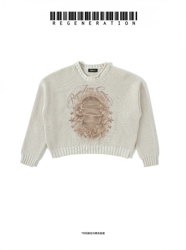 Regen Zone 26Ss Star Surrounding Mural Short Loose Sweater