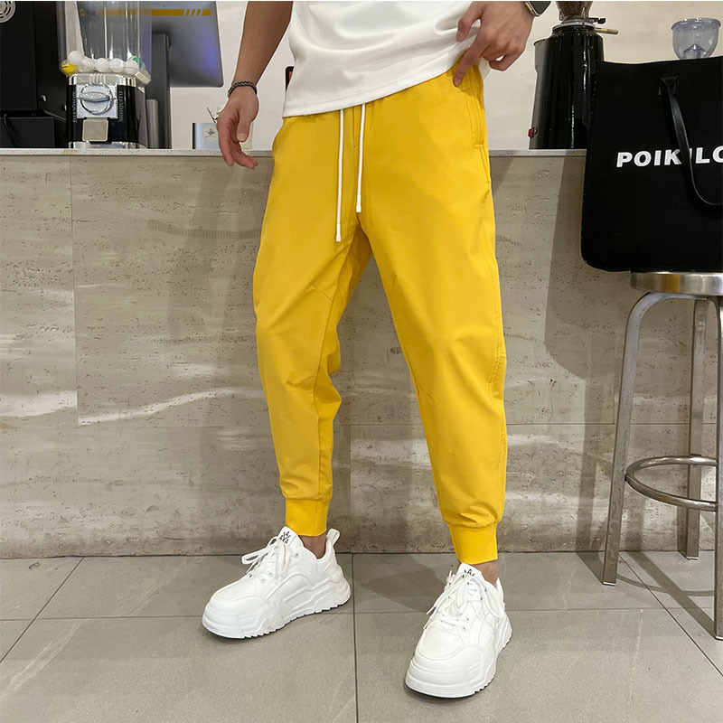 Light Luxury High-End Men's Quick-Drying Pants Trendy Brand Fashion New 2026 Yellow Jogger Thin Sports Casual Pants