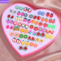 cute Cartoon Gift box Suit 36pcs Ear studs earrings female