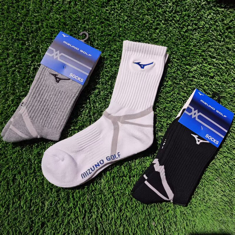 Mizuno Sports Mid-Low Cut Long Socks for Running, Fitness, All-Cotton Terry Loop Bottom, Table Tennis, Badminton, Soccer, Basketball