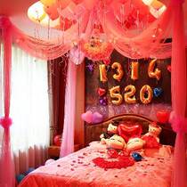 Wedding room decoration flower veil new house layout creative romantic wedding bedroom wedding living room set wedding supplies