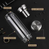 Tea separation tea cup Kung Fu tea cup double glass rotating isolation portable car Cup