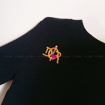 (Hard goods) re-engraved vitange antique gilded English letters pearl brooch twist pin corsage sweater