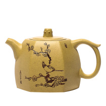 Yixing purple clay teapot a on the eyebrows well teapot famous Liu Ruming all handcrafted this mountain section mud kung fu tea set