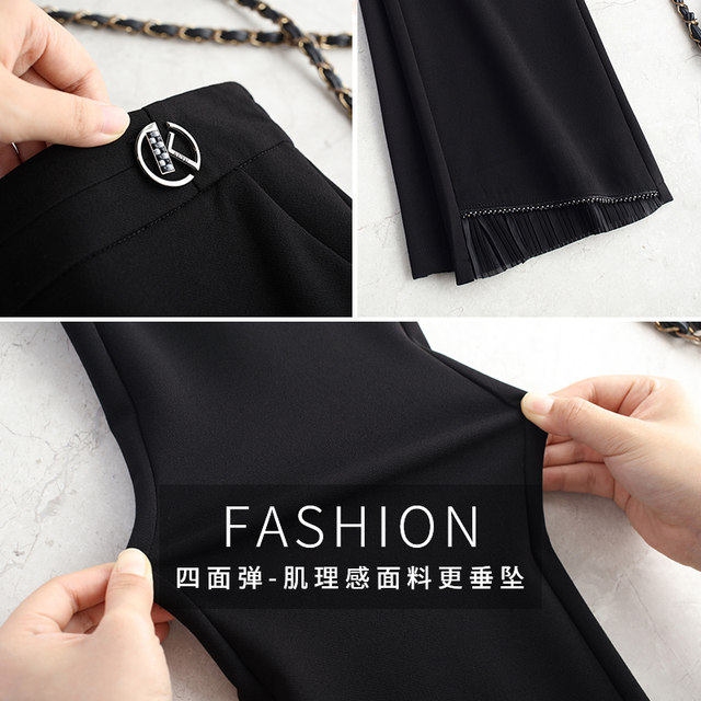 Tassel Fishtail Pants ແມ່ຍິງພາກຮຽນ spring ແລະດູໃບໄມ້ລົ່ນຄົນອັບເດດ: Korean Style Black Flared Pants 2024 New Slim High Waist Flared Pants