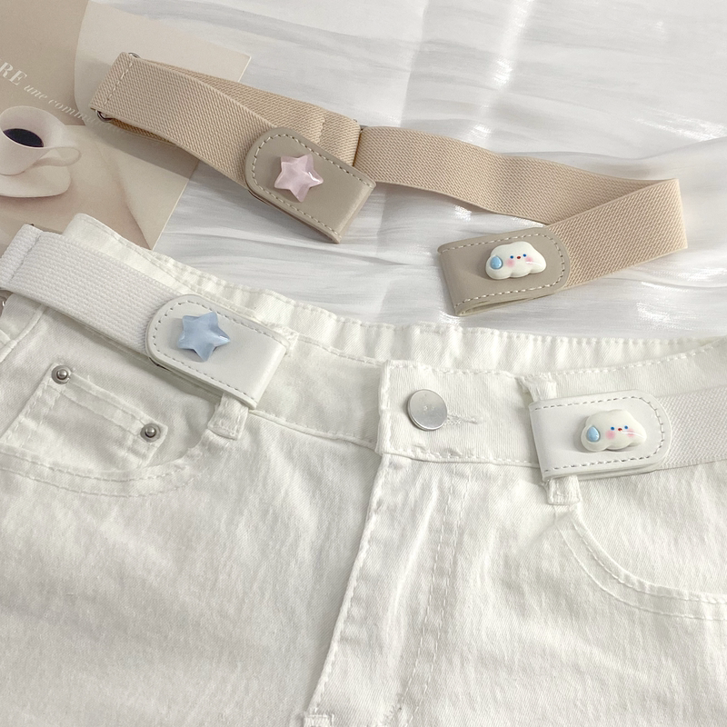 Silent Cloud Lazy Belt for Women Korean Style Ins Versatile Decorative Jeans Belt Elastic Adjustable Belt