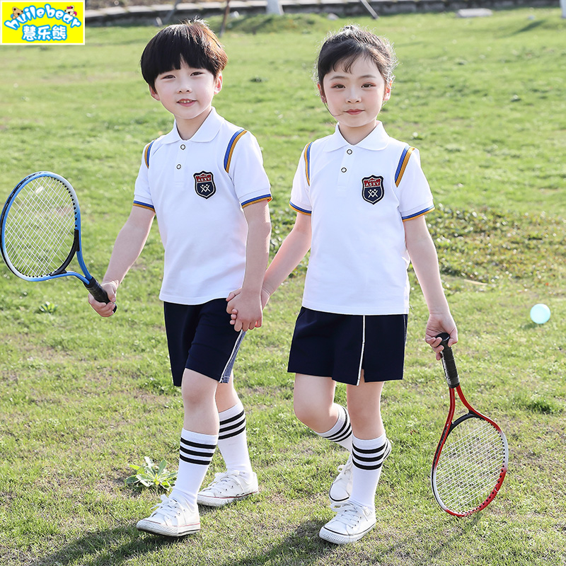 Primary school uniforms Summer short sleeve suit white Inn College Wind sport Children's clothes Class Kindergarten Garden Clothing