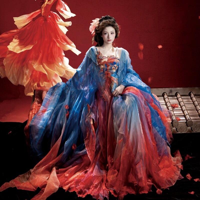 Multilayered Heavy Embroidery Color-Blocking Dress with Thousands of Flowers and Patterns, Ethereal Hanfu for Women, New Pink Style, Chinese Style Tz046 Multilayered Heavy Embroidery Color-Blocking Dress with Thousands of Flowers and Patterns, Ethereal Hanfu for Women, New Pink Style, Chinese Style Tz046