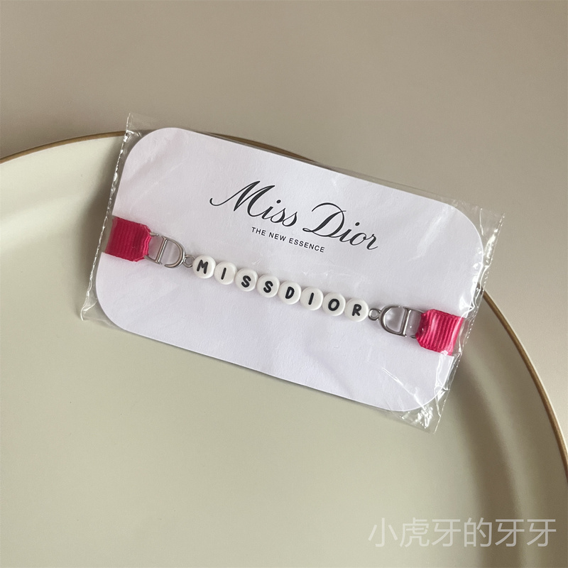 Domestic Retail Store Dior Ribbon Bracelet in Rose Red Cd Adjustable Chain Accessory Domestic Retail Store Dior Ribbon Bracelet in Rose Red Cd Adjustable Chain Accessory