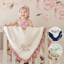 moodbox Newborn products Baby saliva towel handkerchief Pure cotton gauze towel Baby name embroidery gift customization