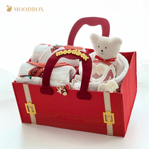 moodbox Newborn baby products ins summer cotton jumpsuit gift box Climbing suit full moon portable gift bag