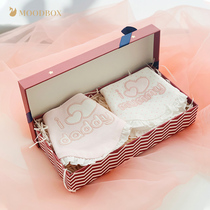 moodbox Newborn baby products gift box Cotton custom embroidery saliva towel bib Baby bib full moon gift
