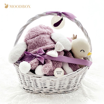 moodbox full moon newborn baby gift box clothing supplies winter imitation cashmere warm cotton thick piece climbing suit