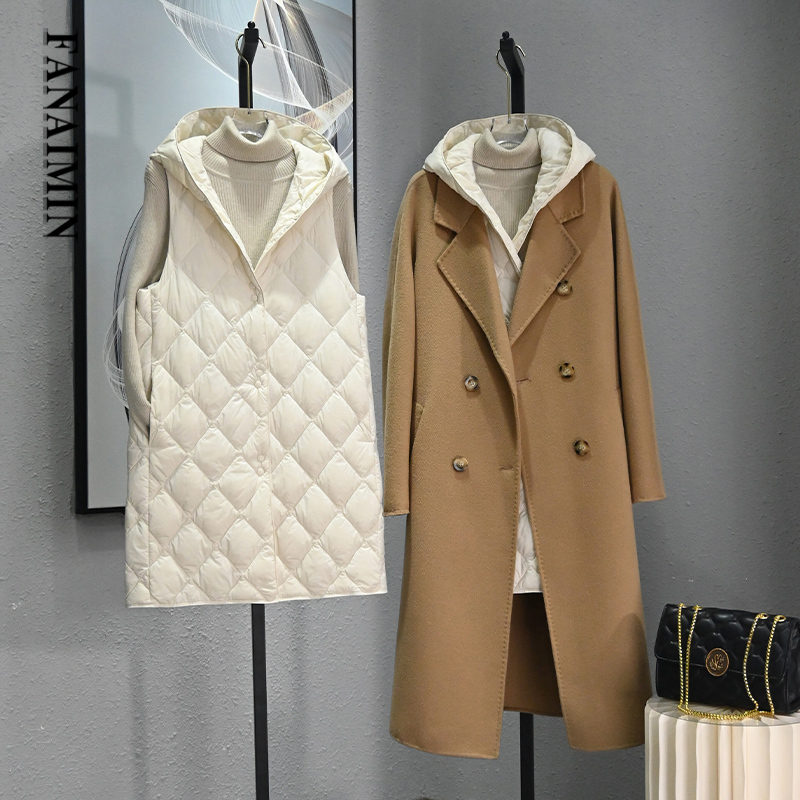 Hooded down Vest for Women, Lightweight, Mid-Length, Fashionable for Layering, Warm, Can Be Worn with a Coat, down Liner Companion Hooded down Vest for Women, Lightweight, Mid-Length, Fashionable for Layering, Warm, Can Be Worn with a Coat, down Liner Companion